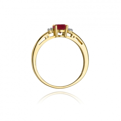 Złoty pierścionek z Rubinem 0,60ct i diamentami pr.585
